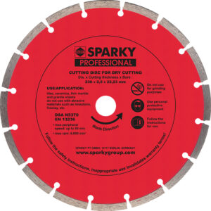 Диамантен диск за сухо рязане SPARKY Professional, 230 x 2.5 x 22.23 мм
